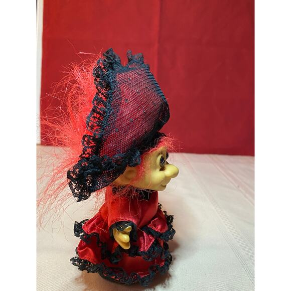 Vintage RUSS Around the World Troll Doll Girl 5" Red Black Lace Dress Veil SPAIN - Picture 14 of 16